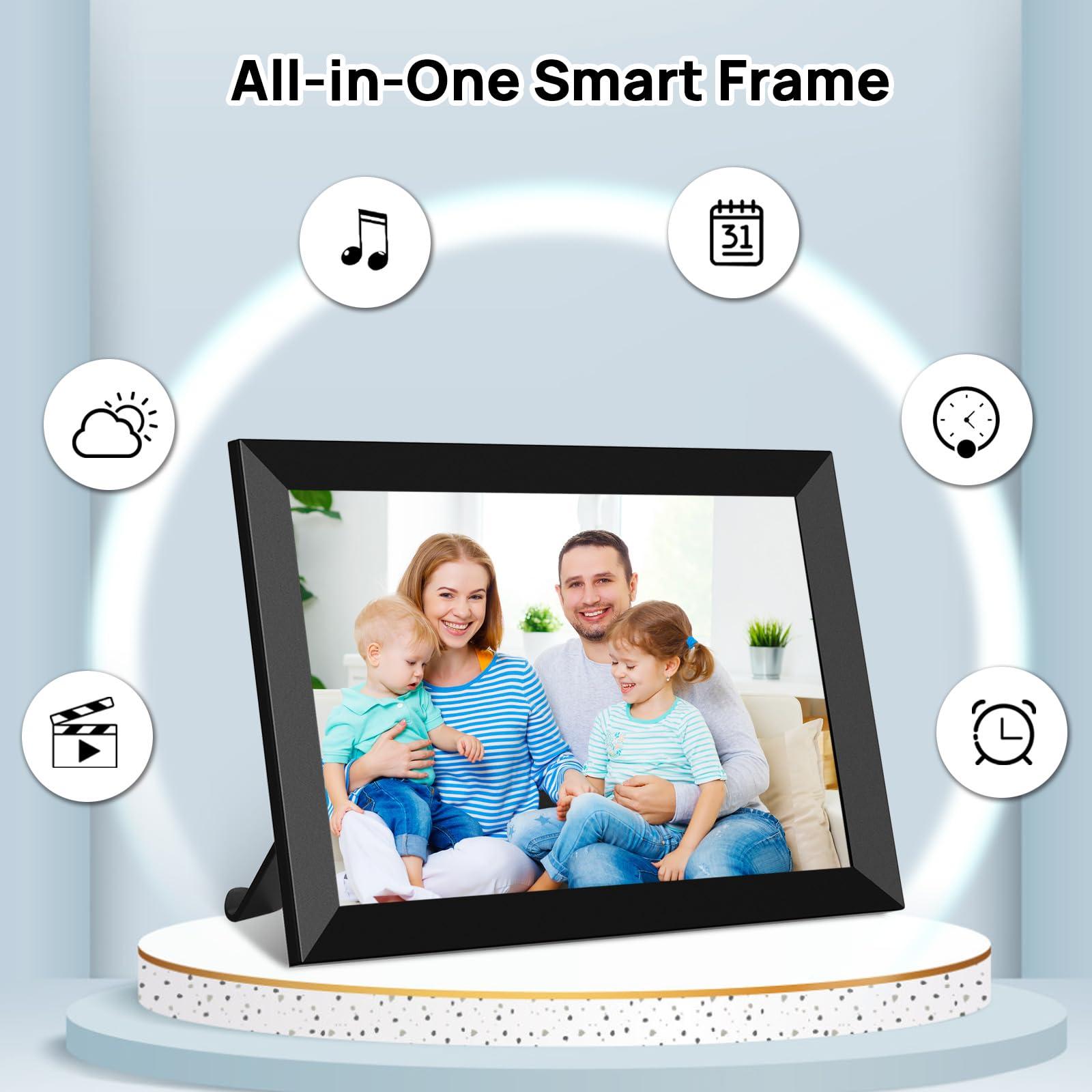 SSA SSAWiFiFrame WiFi Digital Picture Frame,Share Photo via App or Email from Anywhere 10.1 IPS Touchscreen,Auto-Rotate Support Music/Calendar/Weather/Clock, No Limited Cloudly Free App