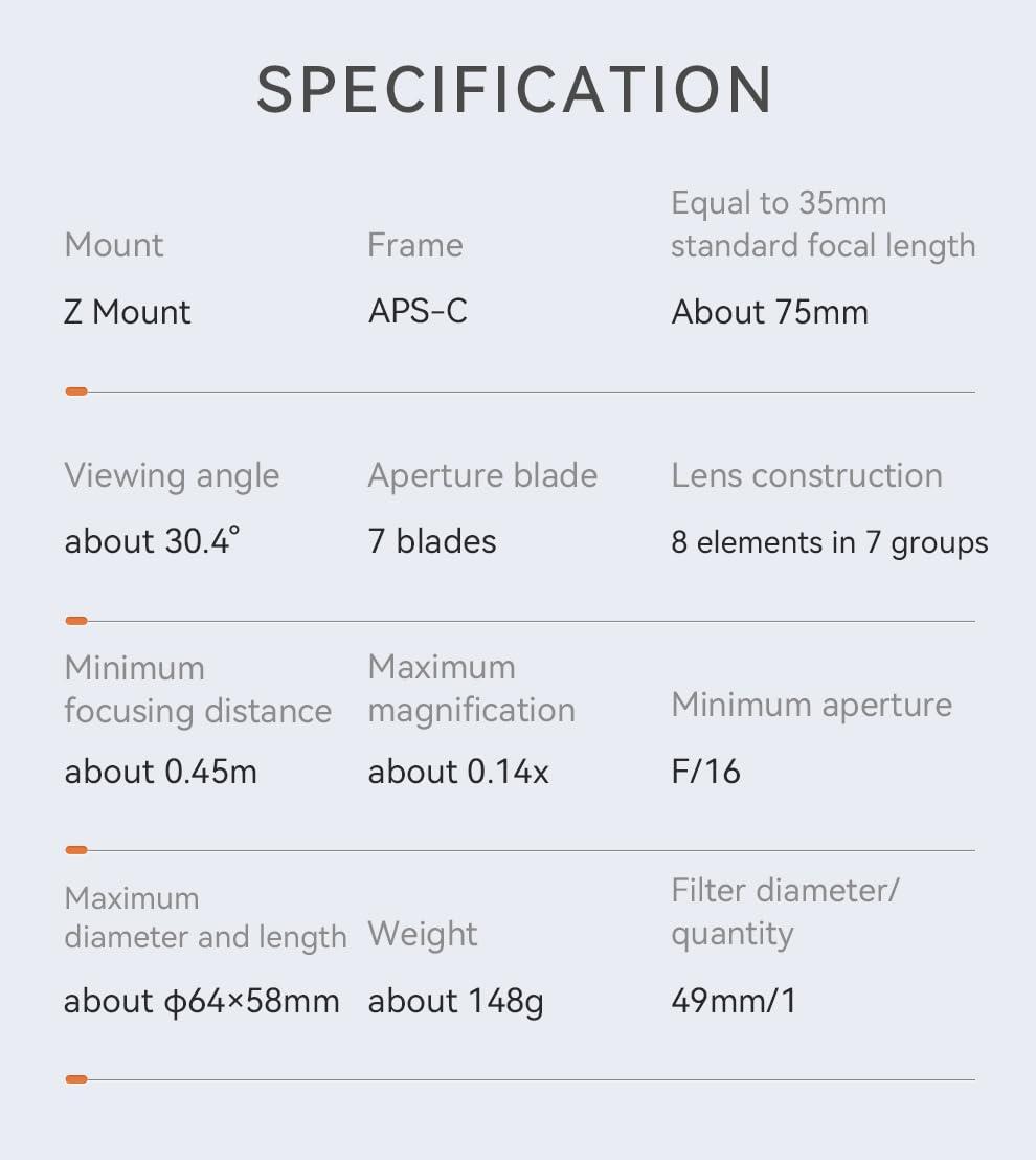 YNLENS YONGNUO YN50mm F1.8Z DA DSM Lens for Nikon Z Mount Mirrorless Cameras APS-C Autofocus Prime Lens