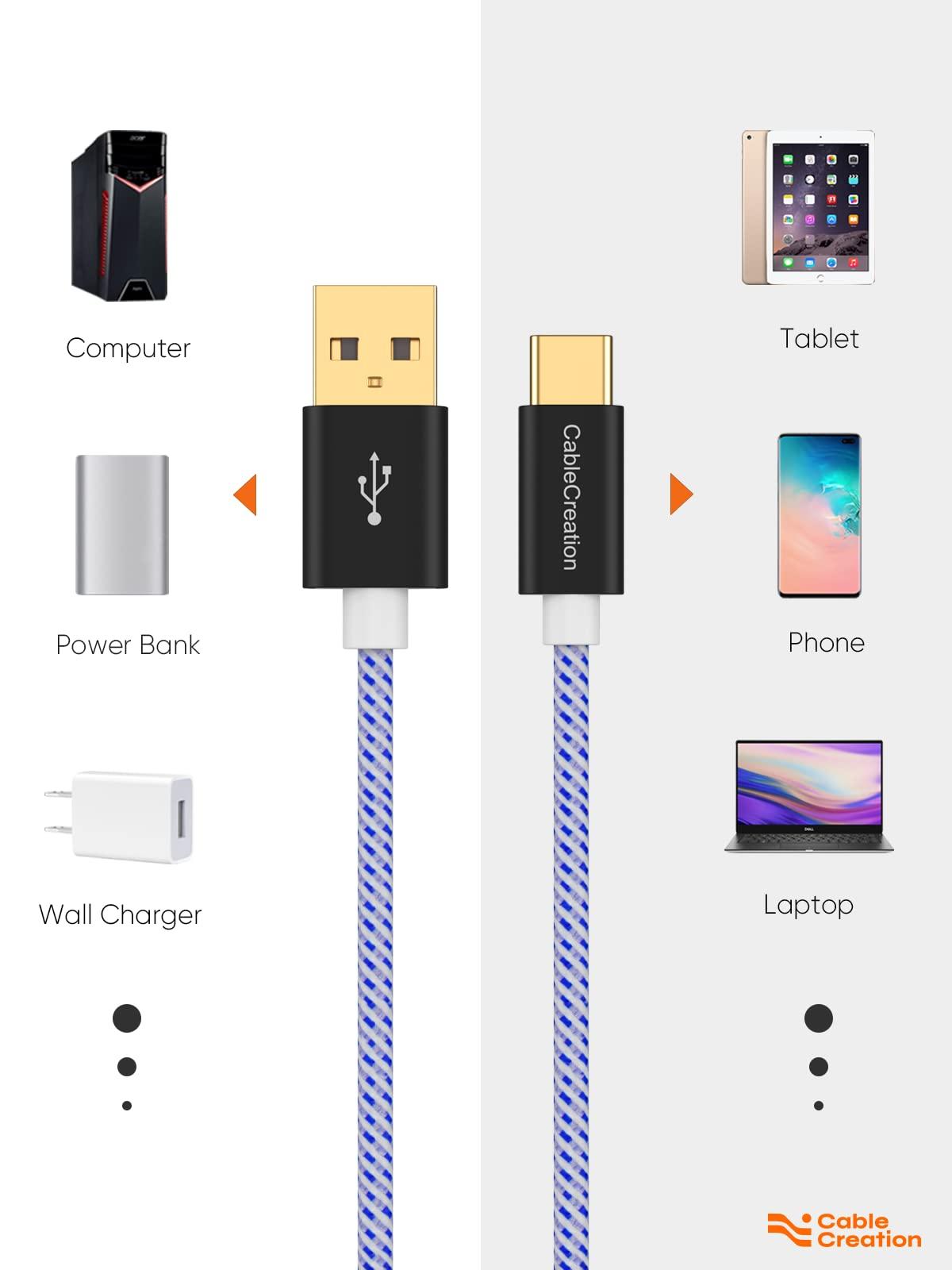 CableCreation CableCreation USB C to USB Cable Short 0.8FT, Durable USB A to C Fast Charging USB to Type C for Power Bank Galaxy S22,iPad Pro,iPhone 15/16,Android Auto/Cellphone,CarPlay