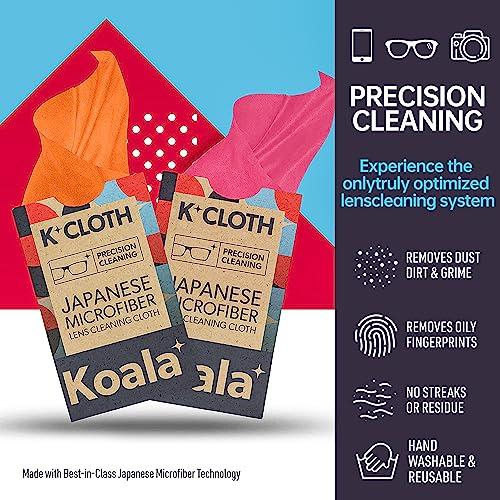 Koala Lifestyle Koala Lens Cleaning Cloth | Japanese Microfiber | Glasses Cleaning Cloths | Eyeglass Lens Cleaner | Eyeglasses, Camera Lens, VR/AR Headset, and Screen Cleaning | Pink & Orange (Pack of 2)