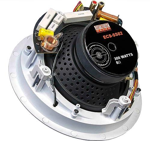 Earthquake Sound Earthquake Sound ECS-SS82 SweetSpot 2-way Edgeless In-Ceiling Speaker, Fixed 20 Degree 8\" Woofer, 1\" Swiveling Silk Dome Neodymium Tweeter, 3dB Bass/Treble Tonal Controls, Single, White