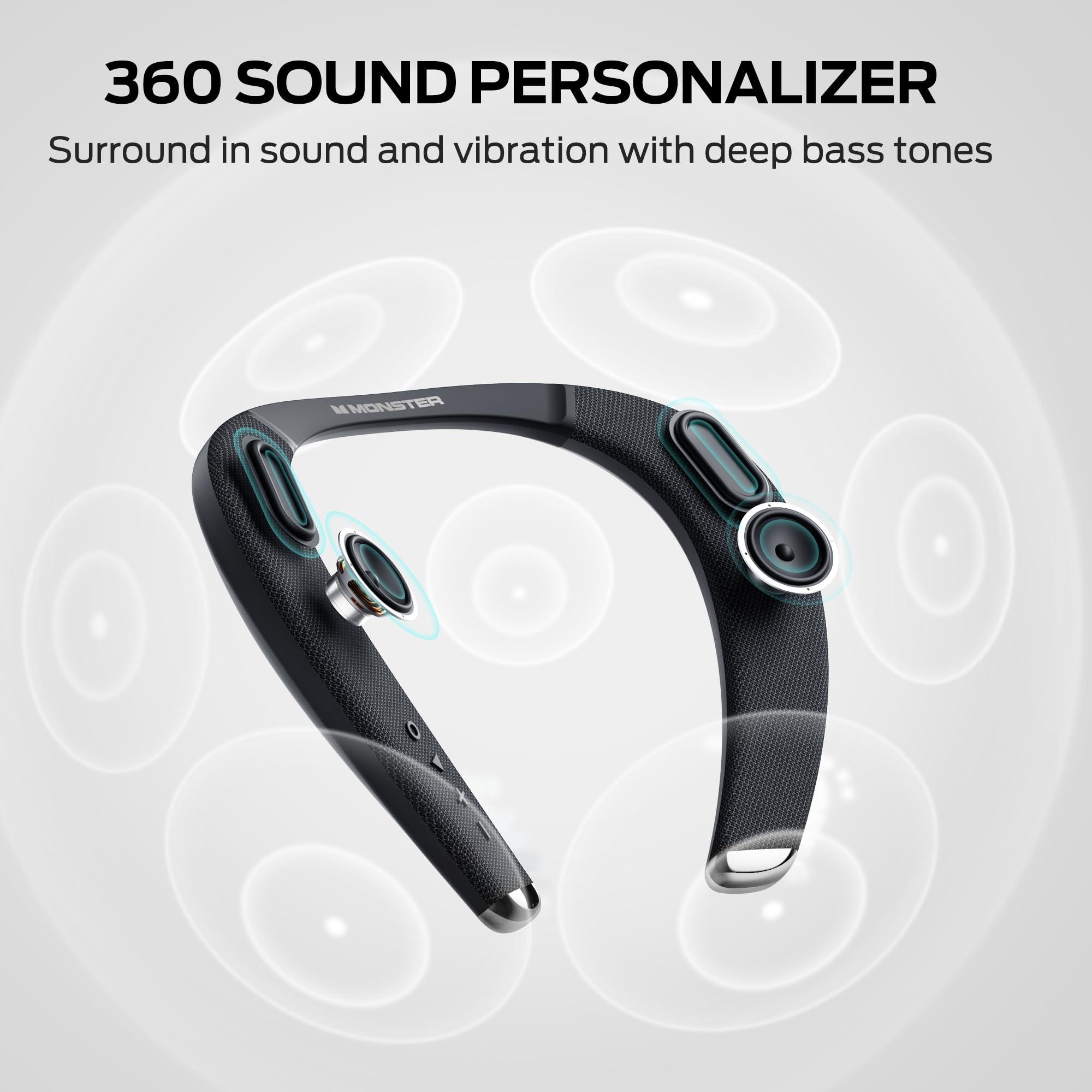 Monster Monster Boomerang Petite Neck Speaker, Neckband Bluetooth Speaker with 15H Playtime, aptX High Fidelity 3D Stereo Sound, Low Latency, Built-in Mic, IPX5 Waterproof Wearable Speaker for Home Outdoor