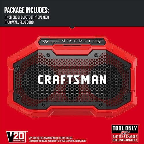 Craftsman CRAFTSMAN V20 Wireless Portable Bluetooth Speaker, Tool Only (CMCR001B), Red