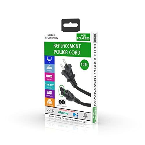 XTREME DIGITAL LIFESTYLE ACCESSORIES Xtreme 10 Foot Non-Polarized Replacement Power Cord for TVs, Game Consoles, Cable/Satellite Boxes, Printers, Soundbars, Home Theaters, Speakers & More, Works with Samsung, LG, TLC, PlayStation & More