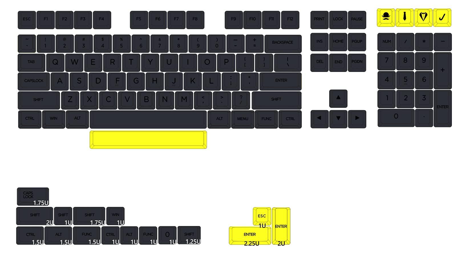 KPREPUBLIC KPREPUBLIC XDA V2 Gentleman Set Dye Sub Keycap Set Thick PBT for Keyboard gh60 Poker 87 tkl 104 ansi xd64 bm60 xd68 bm65 bm68 Japanese RU (XDA V2 GMan Set EN x1)