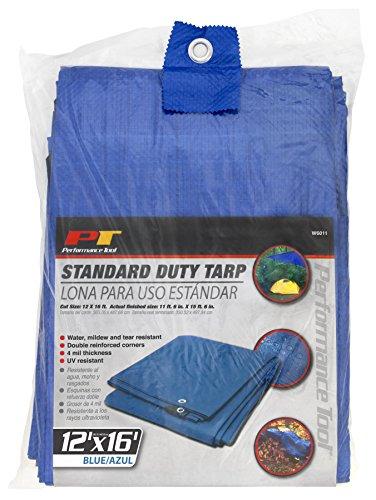Wilmar Performance Tool W6011 (12 x 16 ft) Tarp Cover Blue Waterproof Great for Tarpaulin Canopy Tent, Boat, RV Or Pool Cover Performance Tool (Standard Poly Tarp)