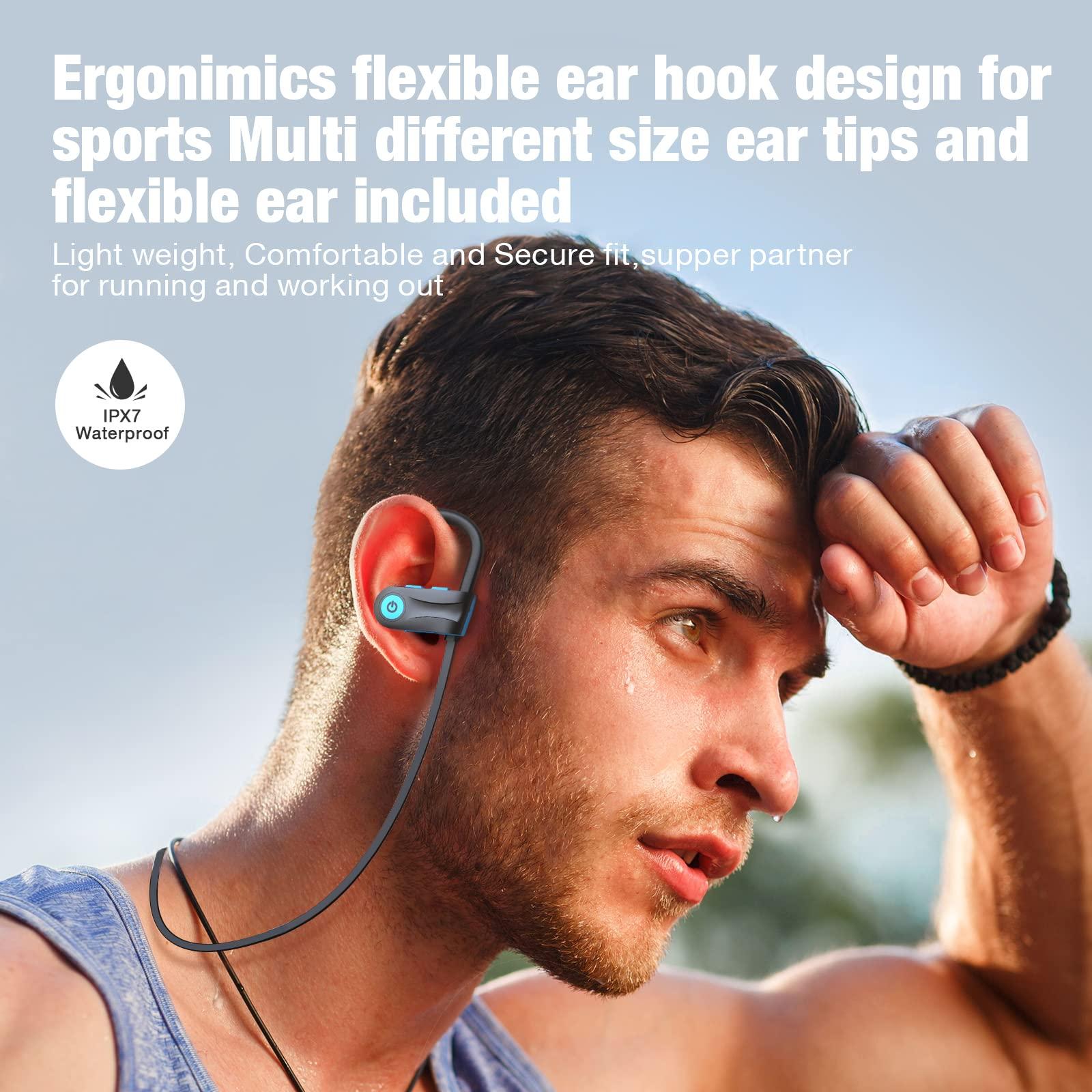 Boean Boean Bluetooth Headphones, Bluetooth 5.3 Wireless Headphones with 16 Hours Playtime, Stereo Bass IPX7 Waterproof Over Ear Earphones for Workout and Sports Running
