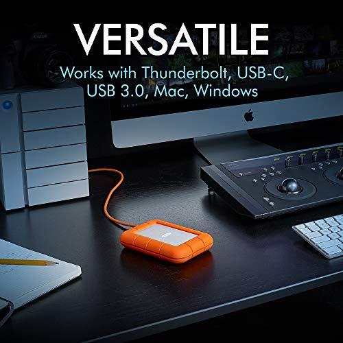 LaCie LaCie Rugged Thunderbolt USB-C 5TB External Hard Drive Portable HDD USB 3.0 compatible, Drop Shock Dust Water Resistant, 1 Mo Adobe CC (STFS5000800)
