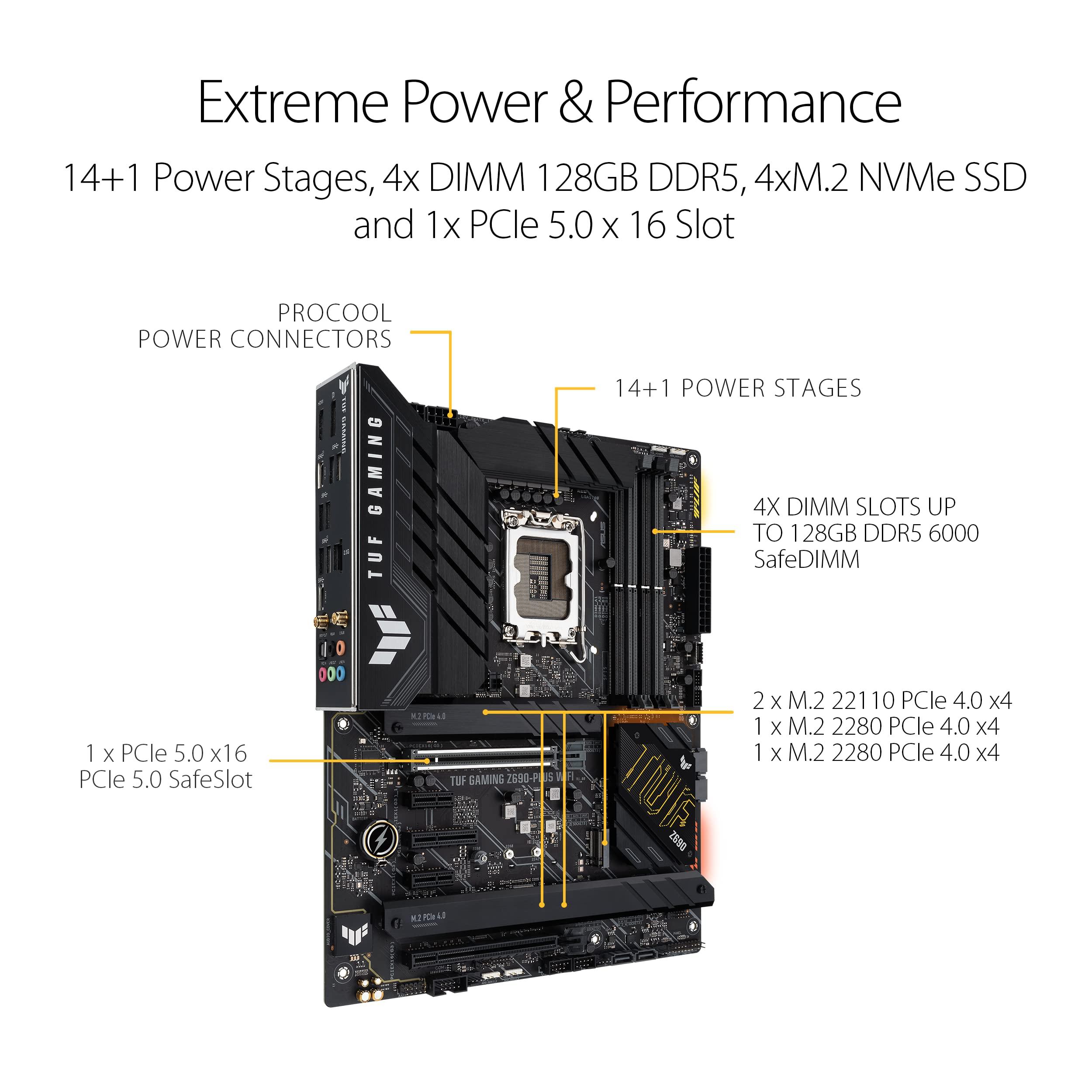 ASUS Asus TUF Gaming Z690-PLUS WiFi Socket LGA1700/ Intel Z690/ DDR5/ WiFi&Bluetooth/ SATA3&USB3.2/ M.2/ ATX Motherboard