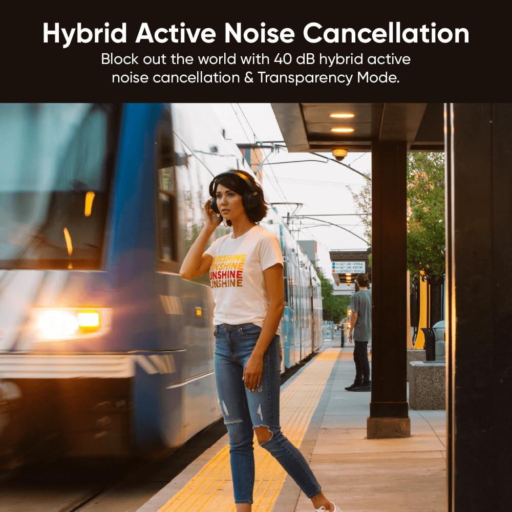 WYZE WYZE Noise Cancelling Headphones and Hard Case for Travel, Wireless Over The Ear Bluetooth Headphones with Active Noise Cancellation, Transparency Mode, Clear Voice Pick-up, Alexa Built-in