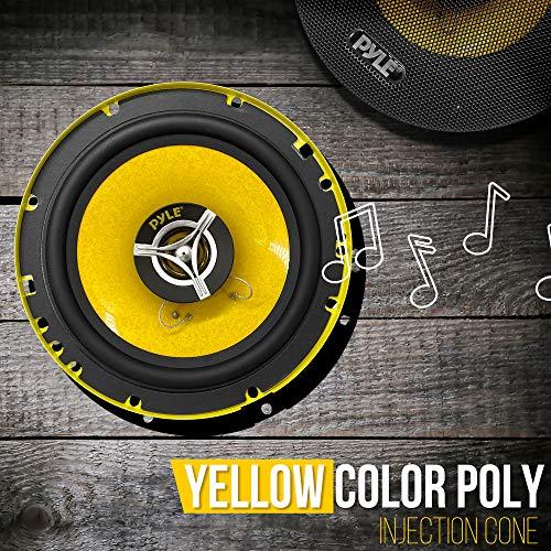 Pyle Pyle Car Two Way Speaker System - Pro 6.5 Inch 240 Watt 4 Ohm Mid Tweeter-Audio Sound Speakers For Car Stereo w/ 30 Oz Magnet Structure, 2.25” Mount Depth Fits Standard OEM -PLG6.2 (Pair) Yellow