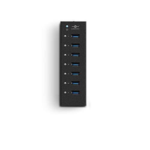 Vantec Vantec 7-Port USB 3.0 Hub, Aluminum, Full Powered, Mountable, with All Ports Data & Charging Up to 1.5A, BC 1.2, Premium 12V/3A, 36W Power Adapter (UGT-AH710U3-BK),Black