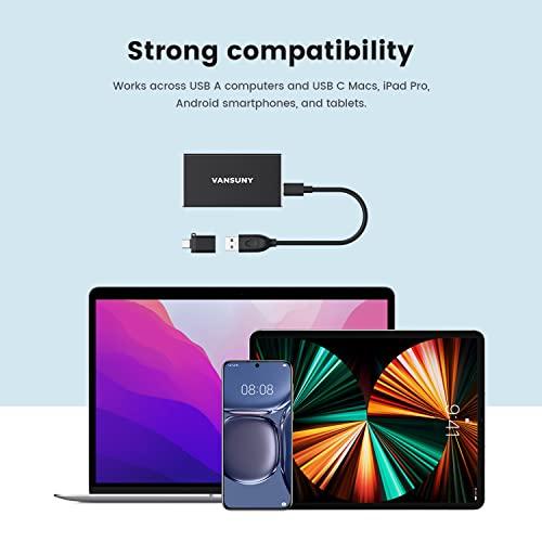 Vansuny Vansuny 500GB Portable External SSD, USB 3.1 Gen2 430MB/s High-Speed Data Transfer, Metal USB C Mini Portable External Solid State Drive for PC, Laptop, Phones and More