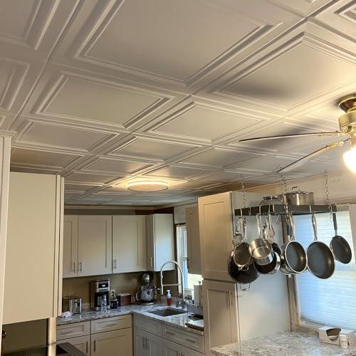 A La Maison Ceilings A La Maison Ceilings R24 Line Art Foam Glue-up Ceiling Tile (21.6 sq. ft./Case), Pack of 8, Plain White