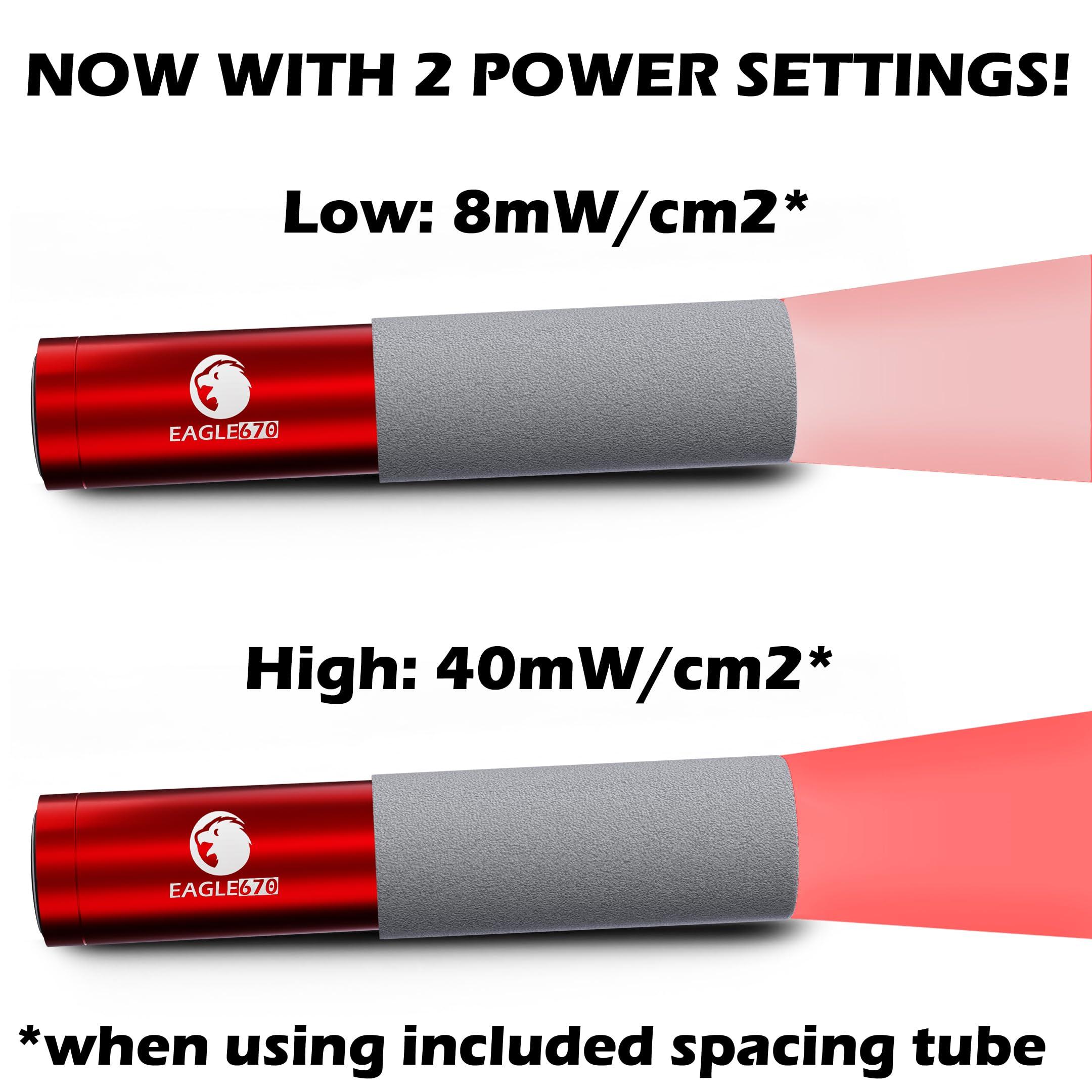 Eagle670 New Version! 670 nm Deep Red LED Light 8mW/cm2 | USA Lab Verified 670nm Flashlight (670 nm LED) w/Spacing Tube | Red Light Therapy 670 nanometers | Easy on The Eyes - no Blue Light