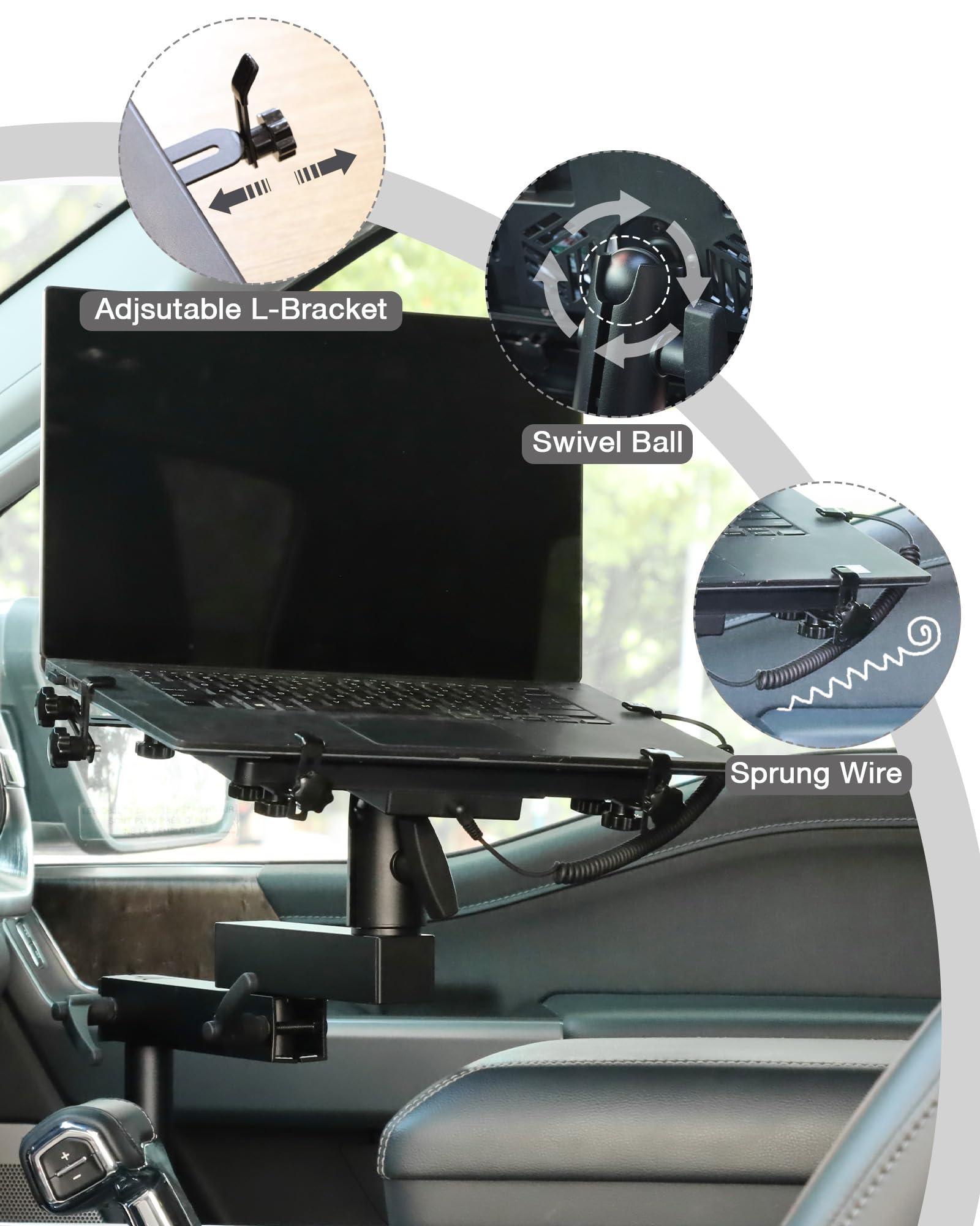 MELIPRON MELIPRON Truck Laptop Mount Fit for Ford F150 250 350 No-Drill Computer Mount Stand for Laptops Up to 17"