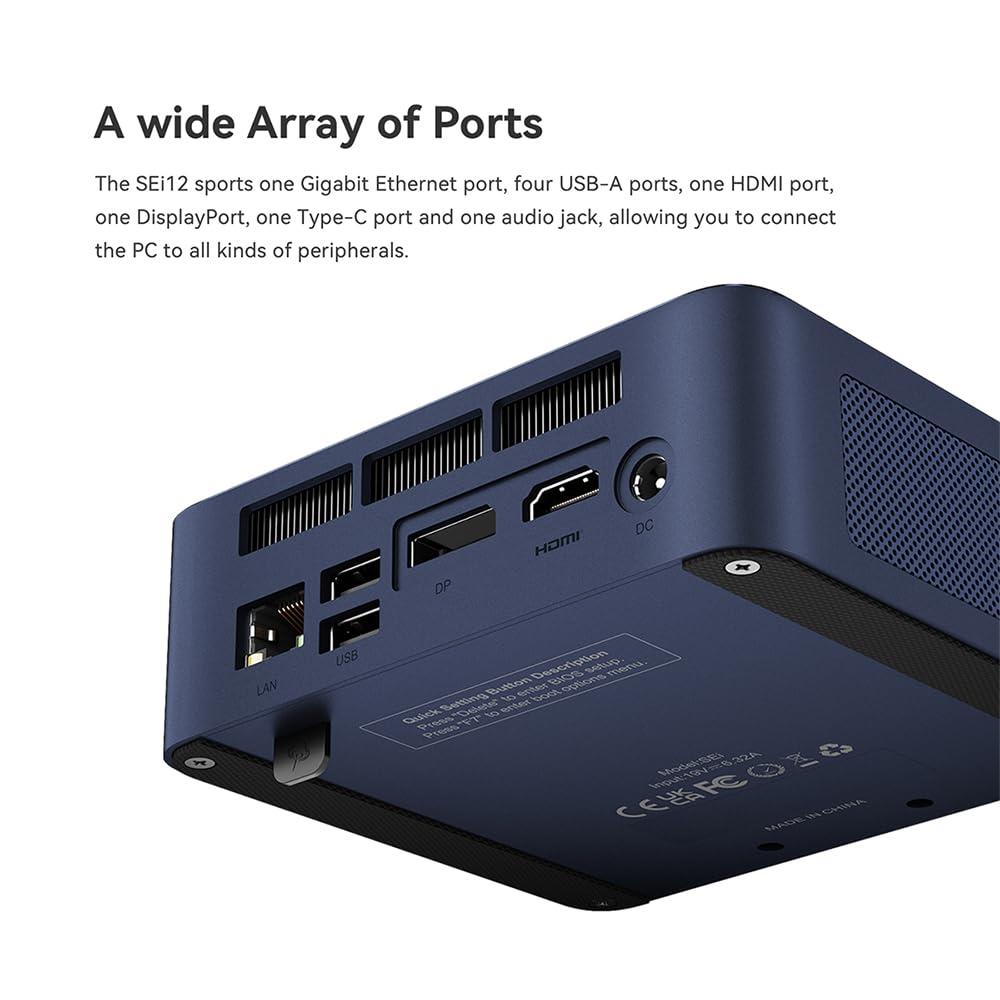 Beelink Beelink Mini PC, SEi12 Mini Computers Intel i5-12450H(Up to 4.4GHz) 8C/12T, Micro PC 16GB DDR4 RAM 1TB M.2 NVMe SSD, Desktop Computer 4K@60Hz/HDMI&DP/WiFi6/BT5.2/Gigabit Ethernet/HTPC/W-11 Pro