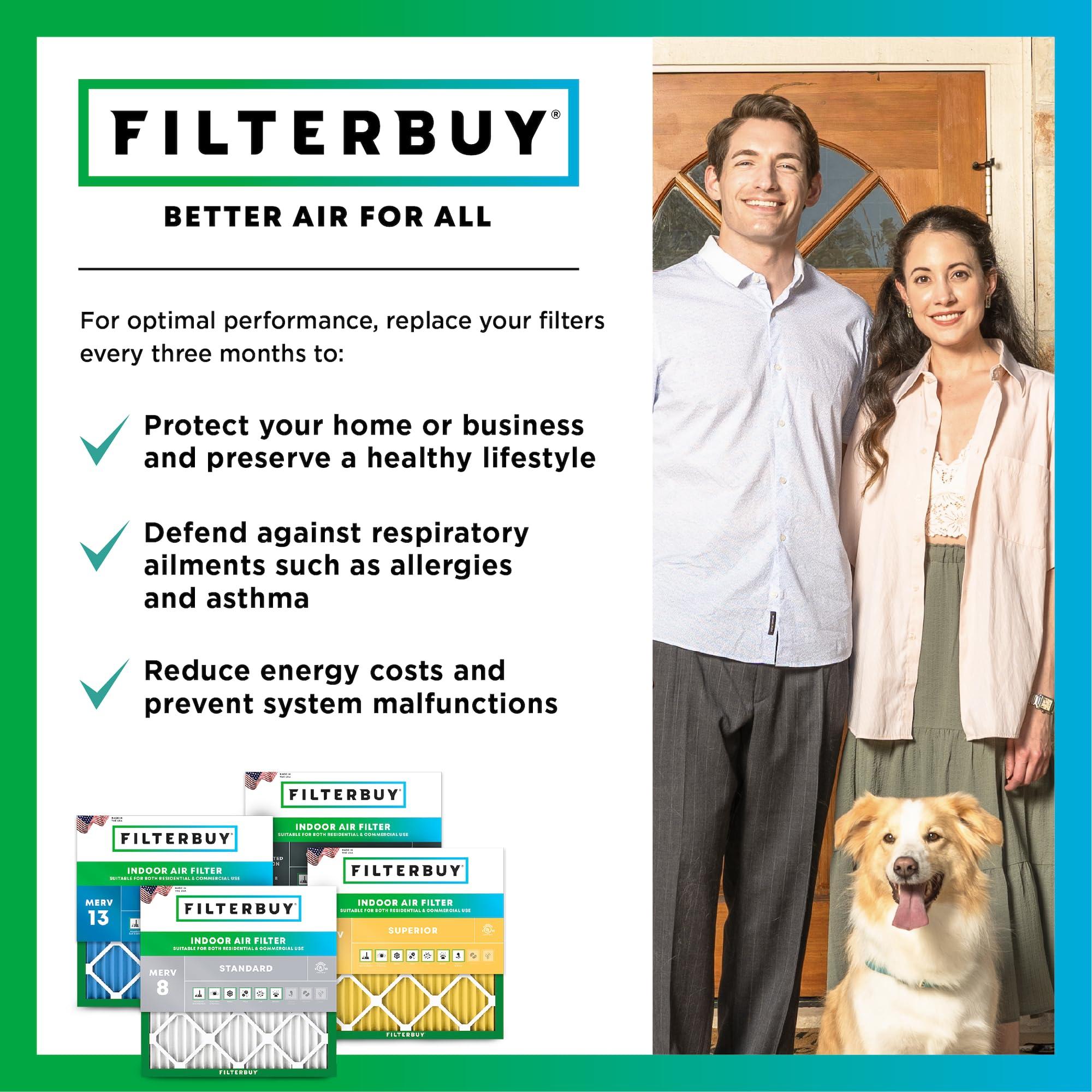 Filterbuy Filterbuy 20x25x6 Air Filter MERV 11 Allergen Defense (2-Pack), Pleated HVAC AC Furnace Air Filters for Aprilaire Space-Gard 201/2200 / 2250 & Lennox (Actual Size: 19.75 x 24.25 x 6.00 Inches)
