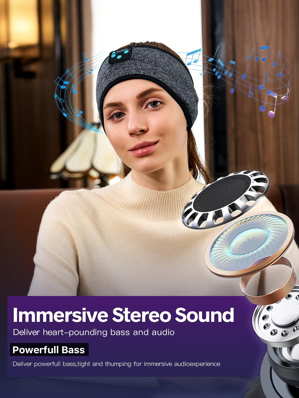 Fulext Fulext Sleep Headphones Bluetooth Headband,Sleeping Headphones Sports Headband, Long Time Play Sleeping Headsets with Built in Speakers Perfect for Workout,Running,Yoga