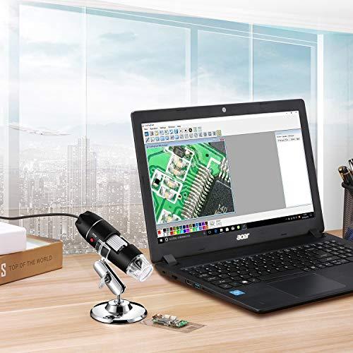 Bysameyee Bysameyee USB Digital Microscope 40X to 1000X, 8 LED Magnification Endoscope Camera with Carrying Case & Metal Stand, Compatible for Android Windows 7 8 10 11 Linux Mac
