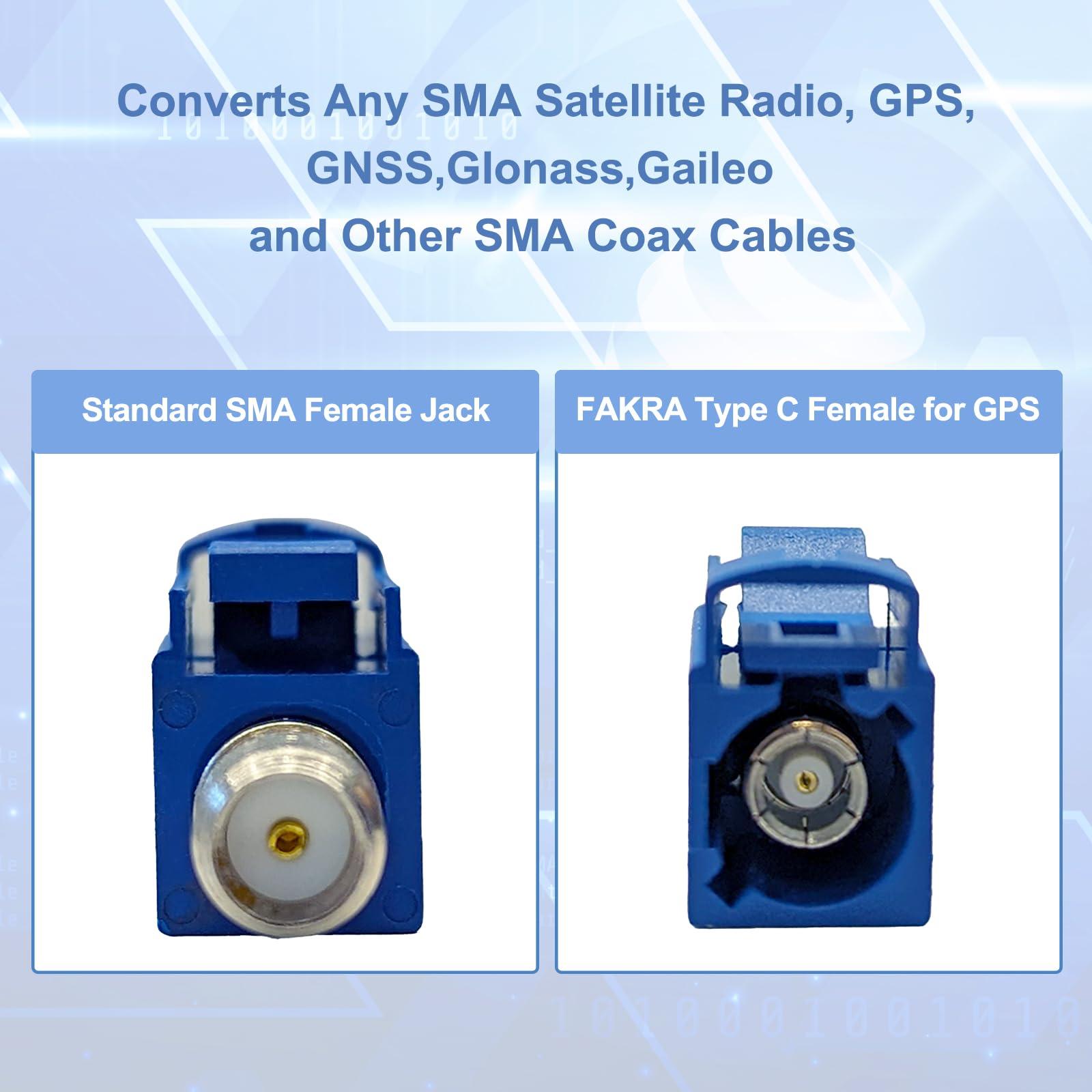 Maswell Maswell Fakra C Female to SMA Female Interseries Adapter Blue Universal Compatibility for GPS Multi-Function Antennas Automotive Antenna Signal Adapter