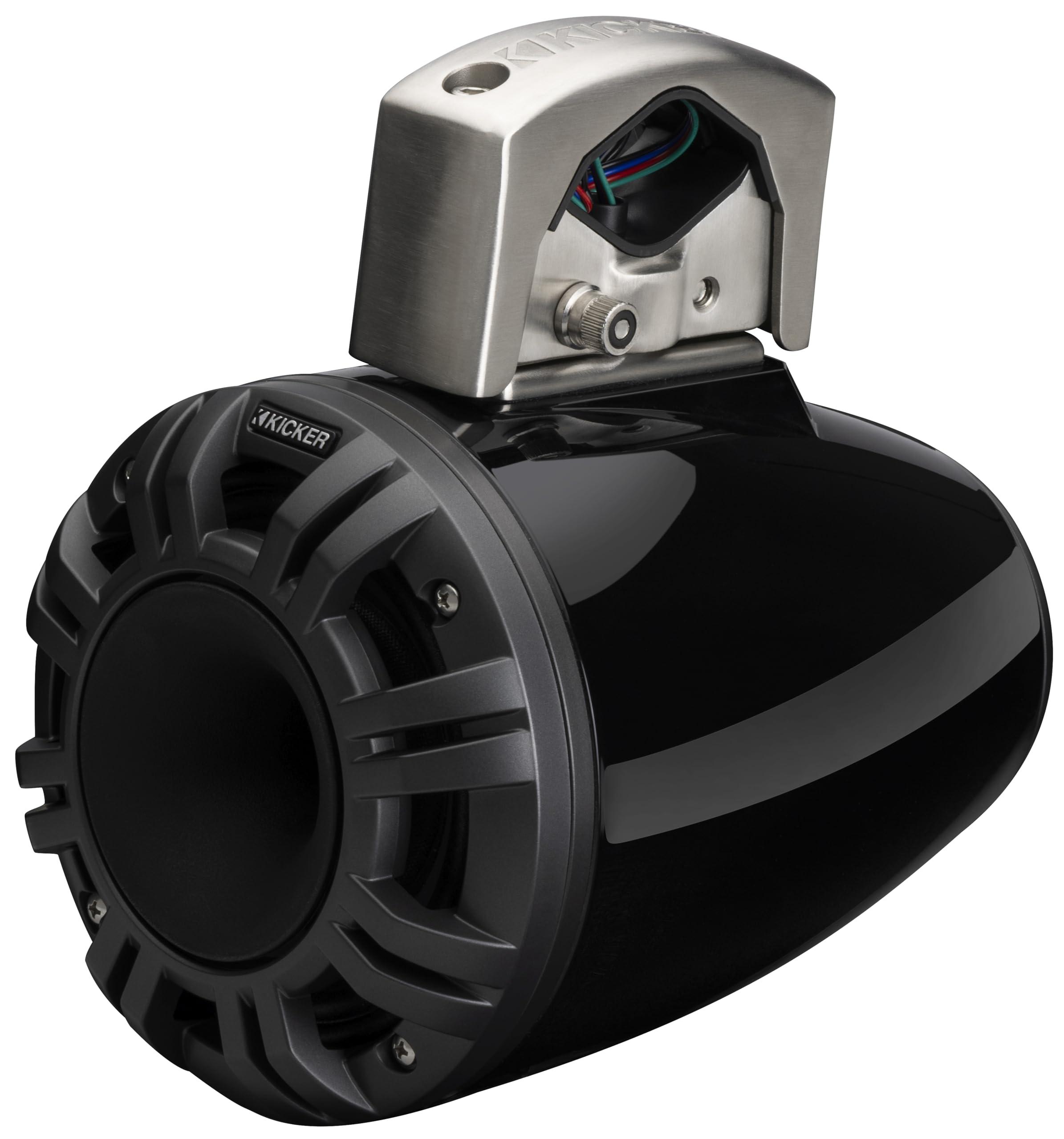 KICKER Kicker 51KMTCXL65 6.5" RGB LED Horn Loaded Compression Driver Marine Tower Speakers, Pair, Black