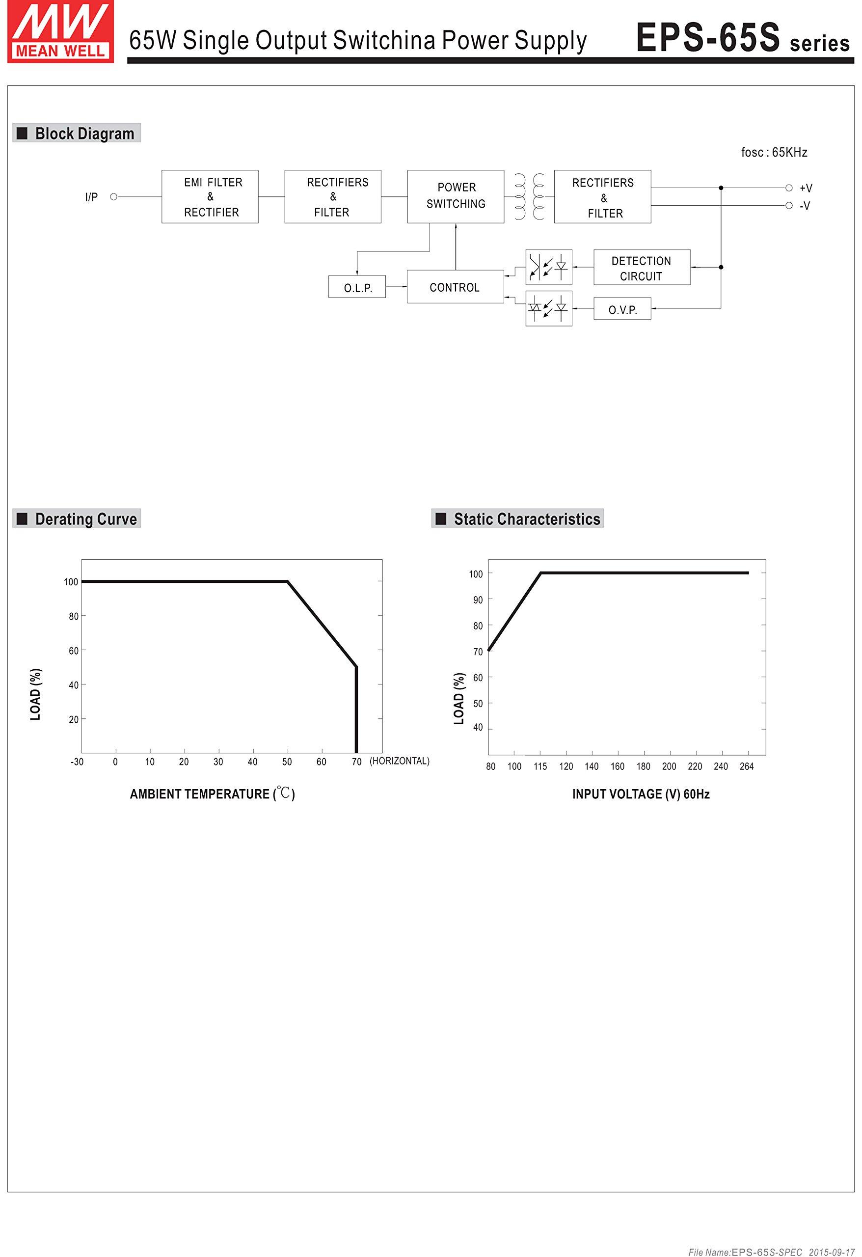 MEAN WELL [PowerNex] Mean Well EPS-65S-7.5 7.5V 8A 60W Single Output Switching Power Supply
