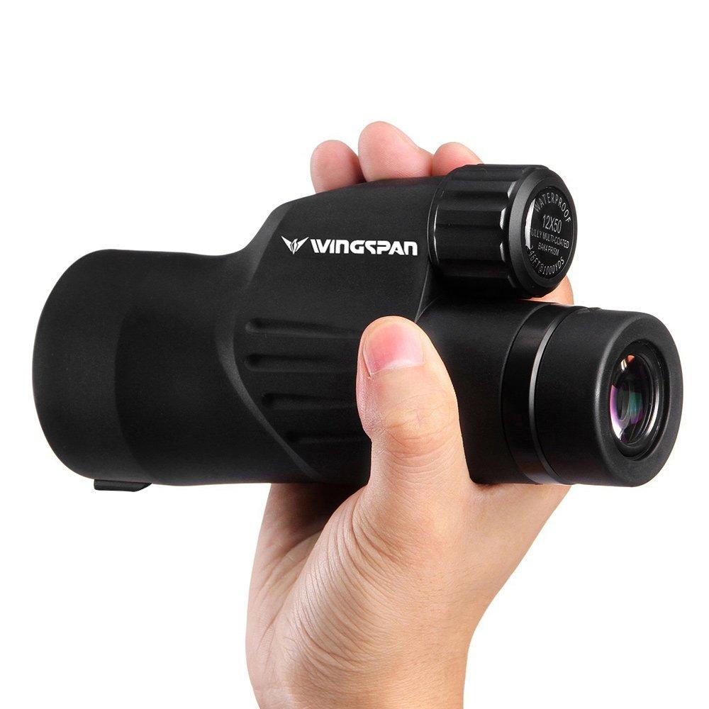 Wingspan Optics Wingspan Optics Explorer High Powered 12X50 Monocular. Bright and Clear. Single Hand Focus. Waterproof. Fog Proof. For Bird Watching, or Watching Wildlife. Daytime Use. Formerly Polaris Optics