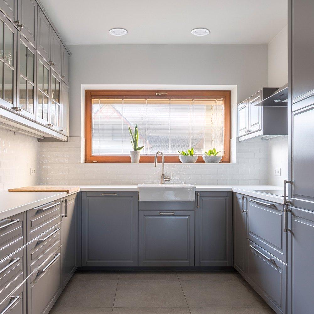 Globe Electric Globe Electric 90958 4\" Rust Proof Indoor/Outdoor Ridged Baffle Round Trim Recessed Lighting Kit 4-Pack, White, Easy Install Push-N-Click Clips, 3.88\" Hole Size, Porch Light, Bulb Not Included