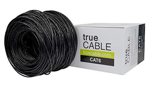 TRUE CABLE trueCABLE Cat6 Riser (CMR), 1000ft, Black, 23AWG 4 Pair Solid Bare Copper, 550MHz, PoE++ (4PPoE), ETL Listed, Unshielded Twisted Pair (UTP), Bulk Ethernet Cable