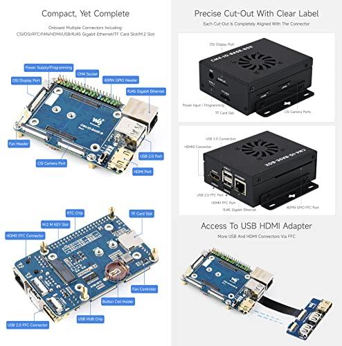 waveshare Waveshare CM4-IO-BASE-B for Raspberry Pi Compute Module 4 Bundle with USB HDMI Adapter (6 Items)