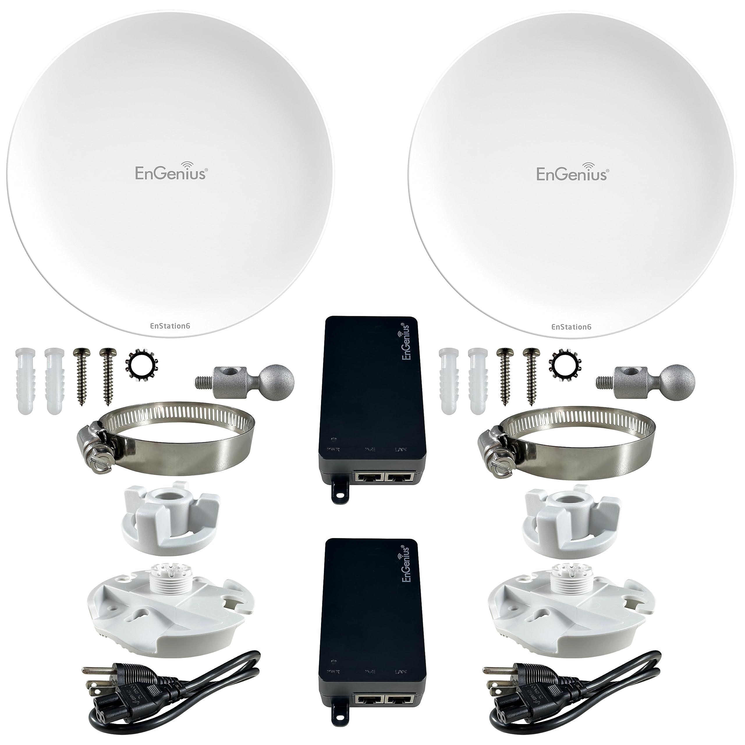EnGenius EnGenius Wi-Fi 6 (802.11ax) 5GHz 1,200 Mbps, 2x2 Outdoor Wireless Bridge, 26 dBm, high gain 19 dBi Directional Antenna, IP-55 housing, up to 6 Miles Point-to-Point [EnStation6 KIT]