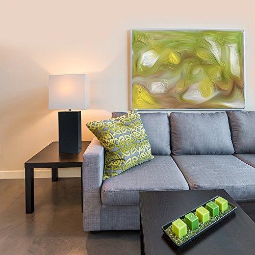 Elegant Designs Elegant Designs LT1025-BLK Modern Leather Table Lamp with White Fabric Shade, Black