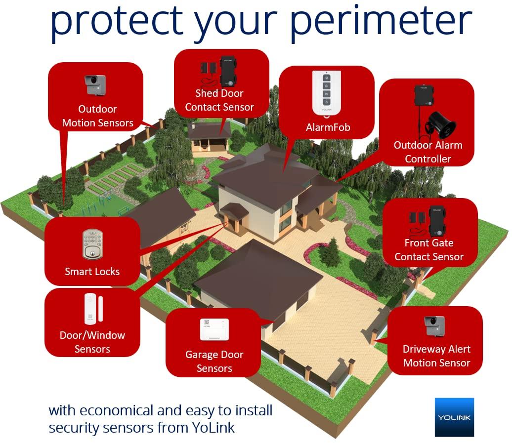 YoLink YoLink LoRa Smart Outdoor Motion Detector Sensor, Driveway Alert, Property Invasion/Tresspassing Detector, 1/4 Mile Open Air Range, Email/SMS/Push Alerts, Alexa, IFTTT, Home Assistant (Hub Required)