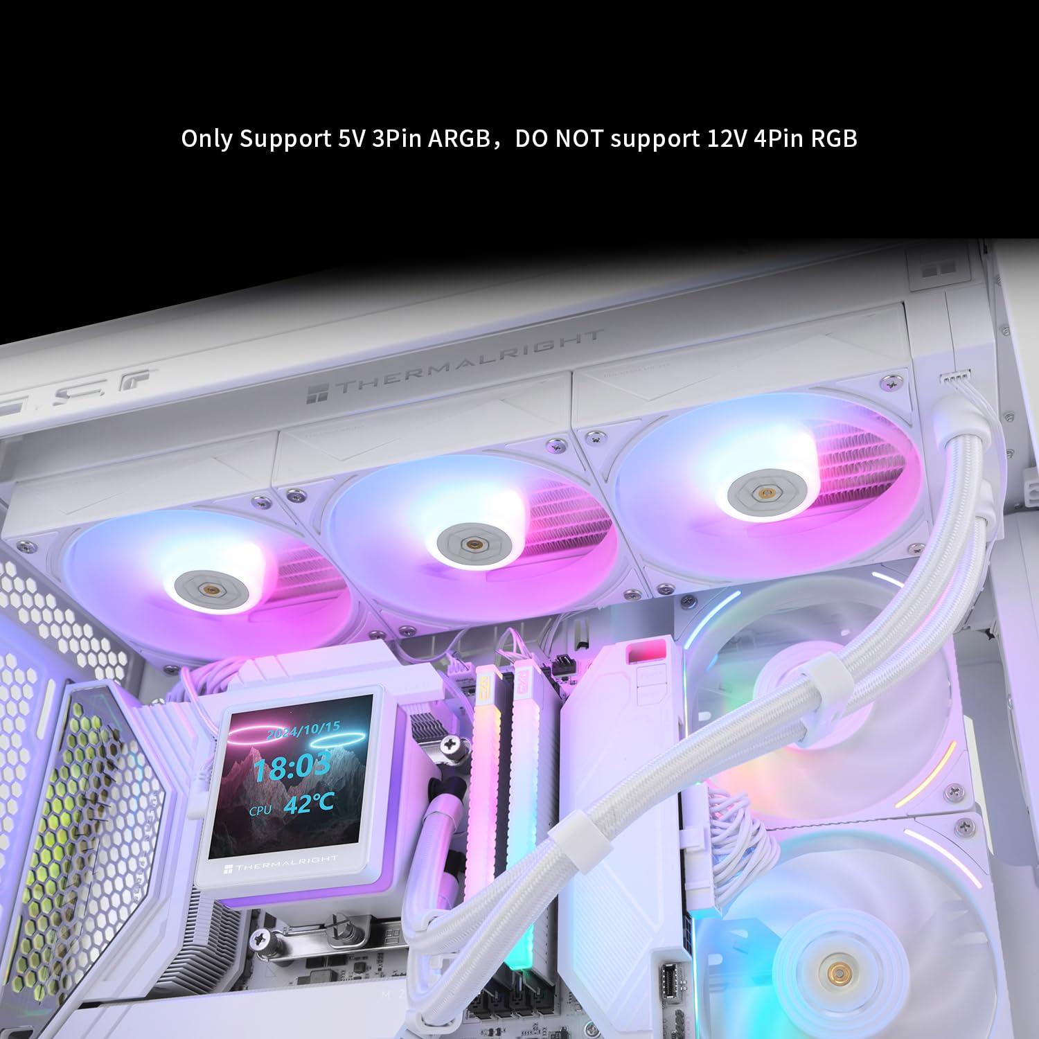 Thermalright Thermalright Grand Vision 360 ARGB White CPU AIO Cooler,PC 360 Specification Water Cooler System,IPS LCD Screen with 480x480 Resolution and 3.4inch,for AM4/AM5&Intel LGA1700/1851,High Performance Pump