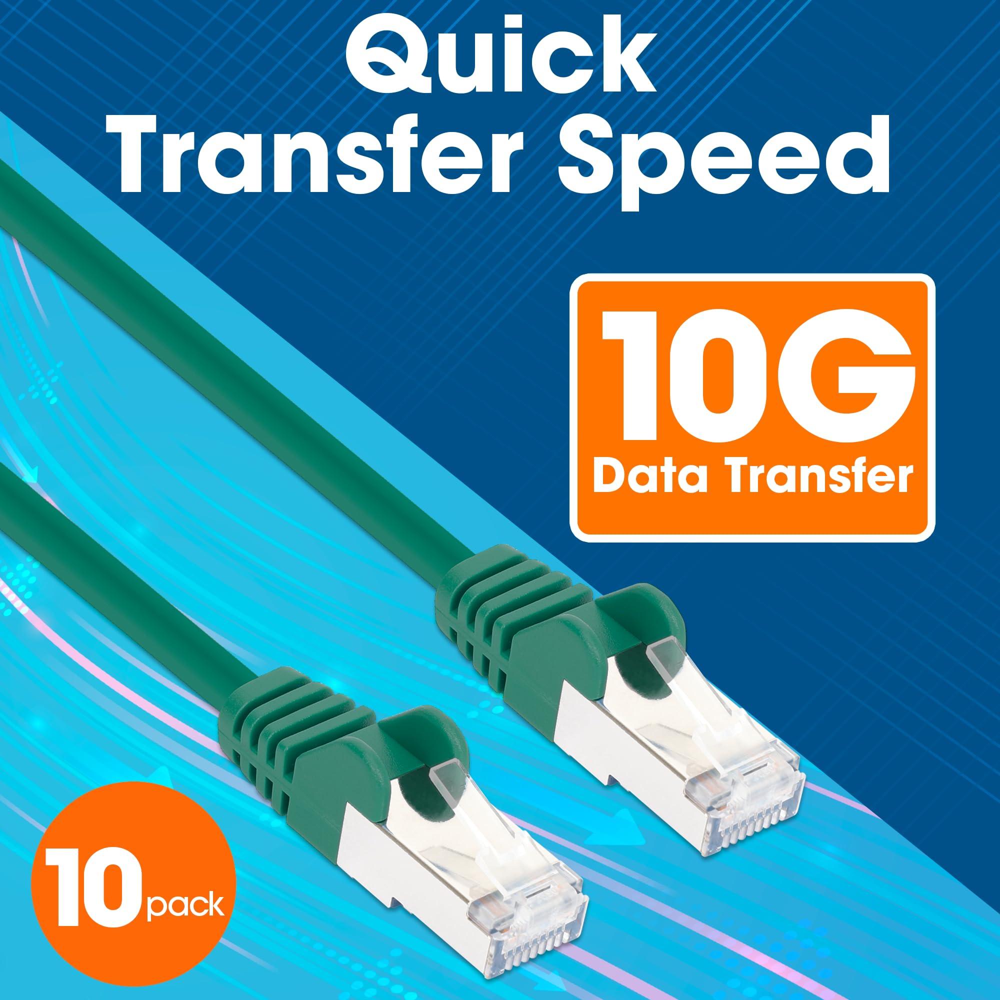 Intellinet Intellinet Slim Cat8 Ethernet Network Patch Cable 10-Pack - 40Gbps & 2000MHz, Snagless Boot, 30AWG Pure Bare Copper Wire, Gold-Plated Contacts, Lifetime Mfg Warranty 14ft, 10 Pack, Green