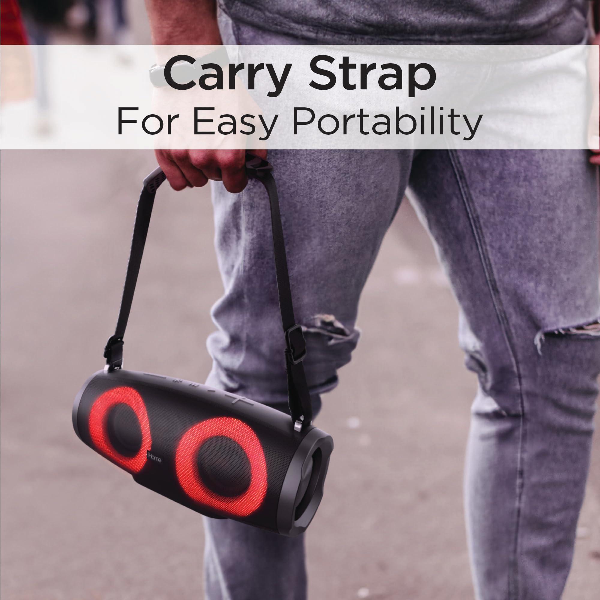 iHome iHome Bluetooth Speaker Boombox with FM Radio and Color Changing Lights, Portable and Rechargeable Wireless Speaker (iBT915B.EXv24)