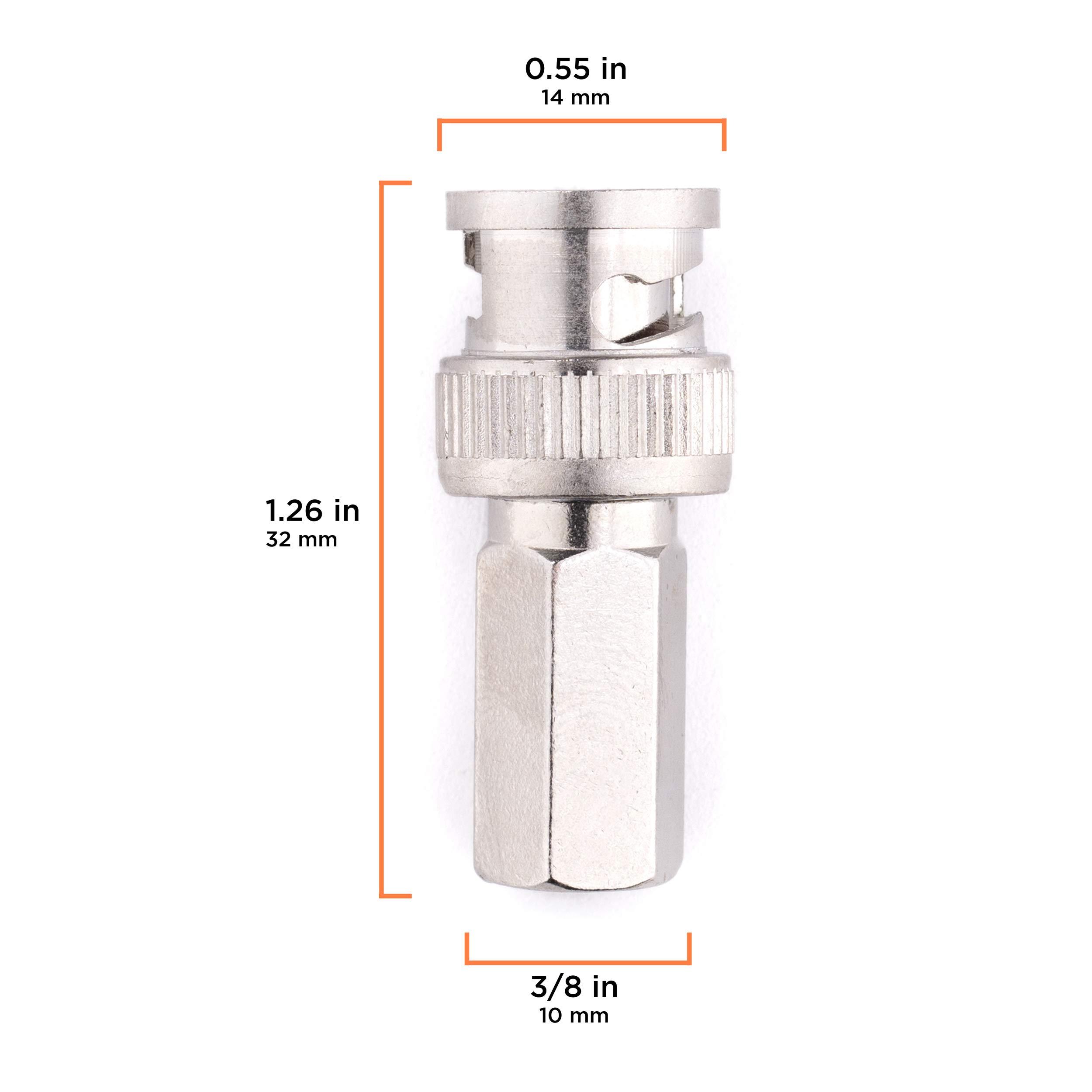THE CIMPLE CO RG59 Coaxial Cable Connector, Screw On (Twist On) - SDI, HD-SDI, CCTV, Security, Video Card, Camera, Solderless - RG59 - Pack of 25