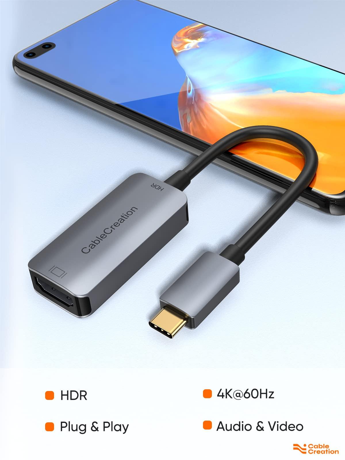 CableCreation CableCreation USB C to HDMI Adapter for Home Office 4K@60Hz HDR, Type C Male to hdmi Female Adapter Thunderbolt 3 Compatible, for MacBook/Pro/Air, iPad Pro, Surface Book 2, Galaxy S22/S20, Aluminum