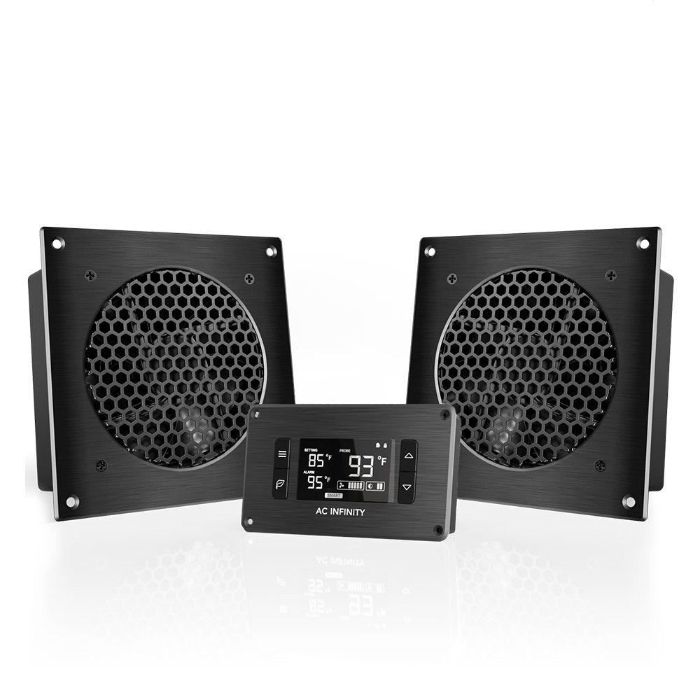AC Infinity AC Infinity AIRPLATE T8, Quiet Cooling Dual-Fan System 6" with Thermostat Control, for Home Theater AV Cabinets