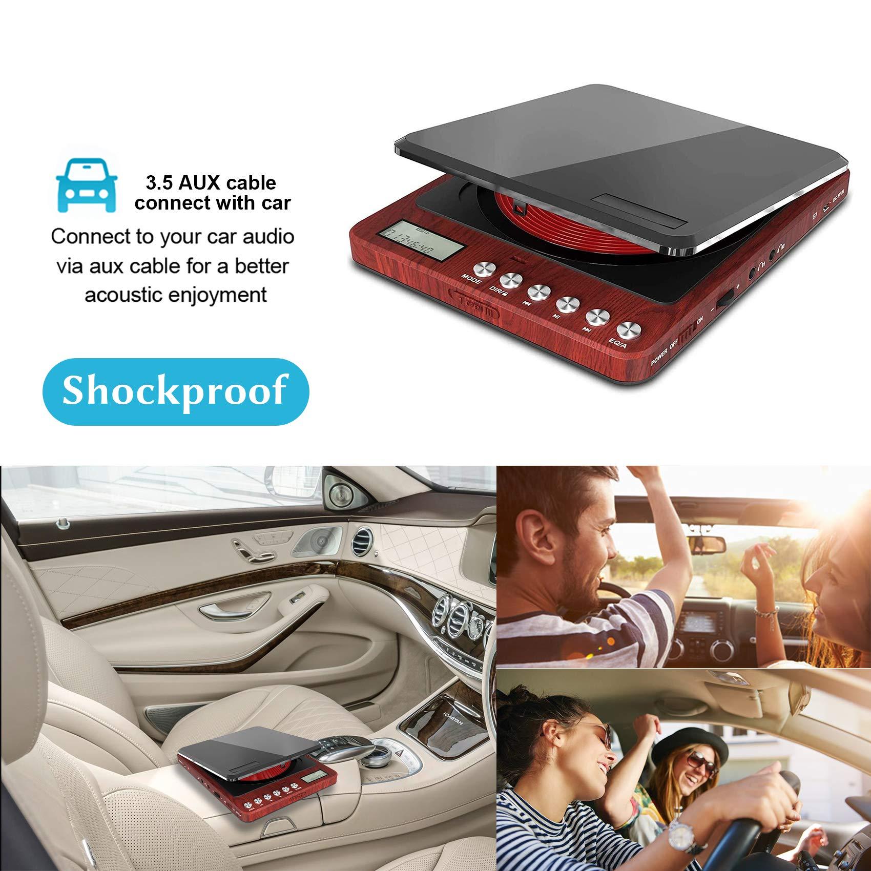 MONODEAL Portable CD Player with Headphones, Monodeal CW605 Compact Design CD Player with LCD Disply, Anti-Skip Personal CD Player for Car, Rechargeable CD Player for Music Audiobook Listening