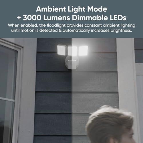 WYZE WYZE Floodlight Camera Pro, PCMag Editors' Choice 3000-Lumen LEDs, 2.5K HD Outdoor Security Camera, 180 Wide View, Motion Detection, Color Night Vision, Works with Alexa & Google, Free Expert Setup