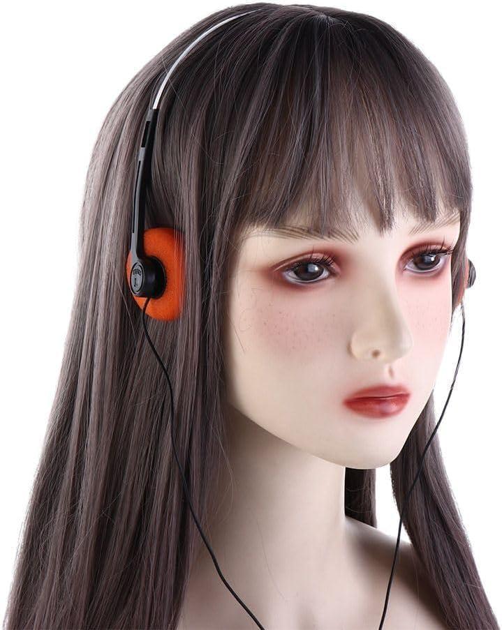 Weicoca Orange Retro On Ear Headphones, Lightweight Portable Headphone with Adjustable Headband, Wired Stereo Headphones, Cute Walkman Headphone Trvel