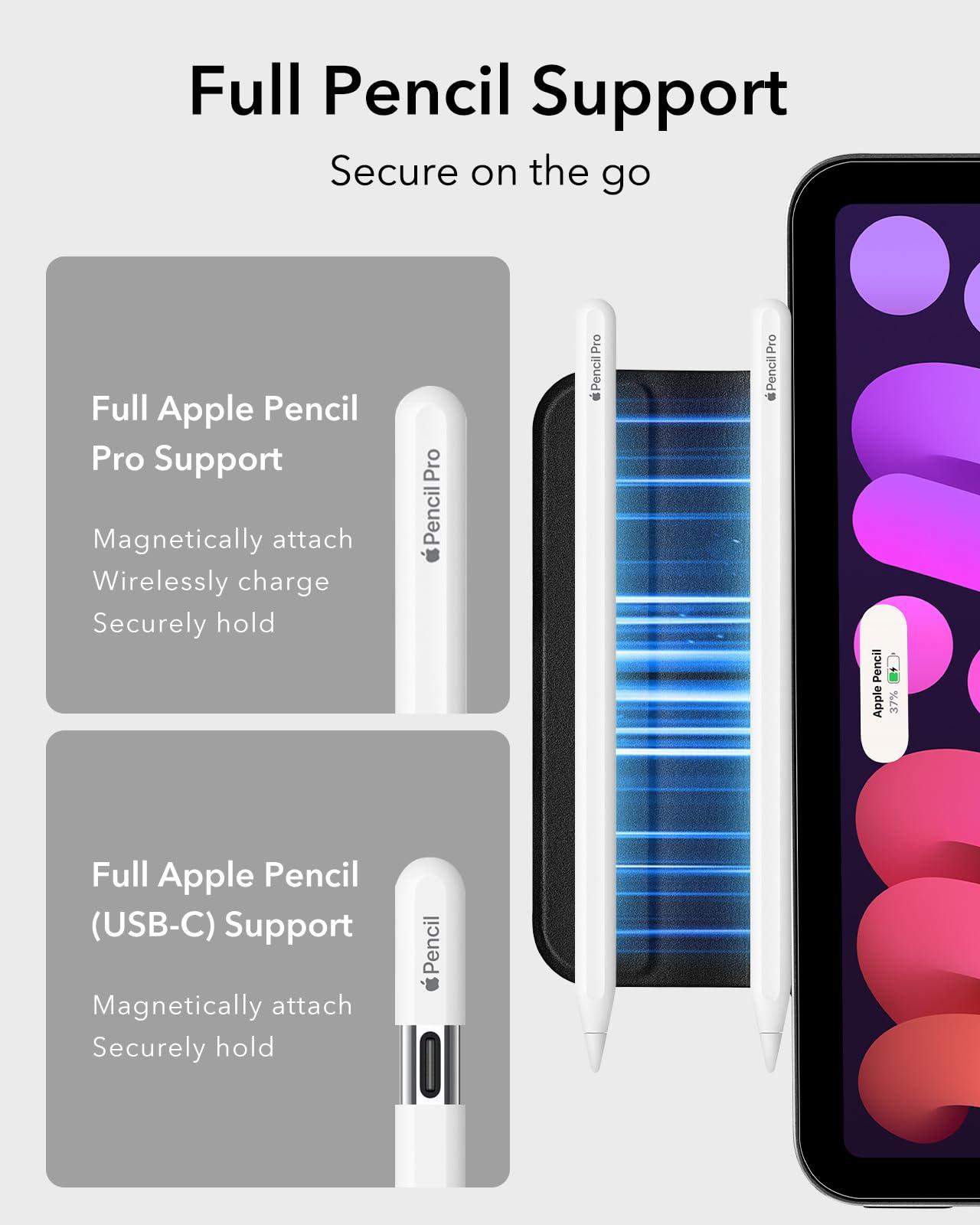 ESR ESR for iPad Mini 7 A17 Pro Case, iPad Mini 7th/6th Generation Case (2024/2021), Slim Trifold Two-Way Stand, Powerful Magnetic Attachment, Durable Protection, Supports Pencil Pro&Pencil(USB-C), Black