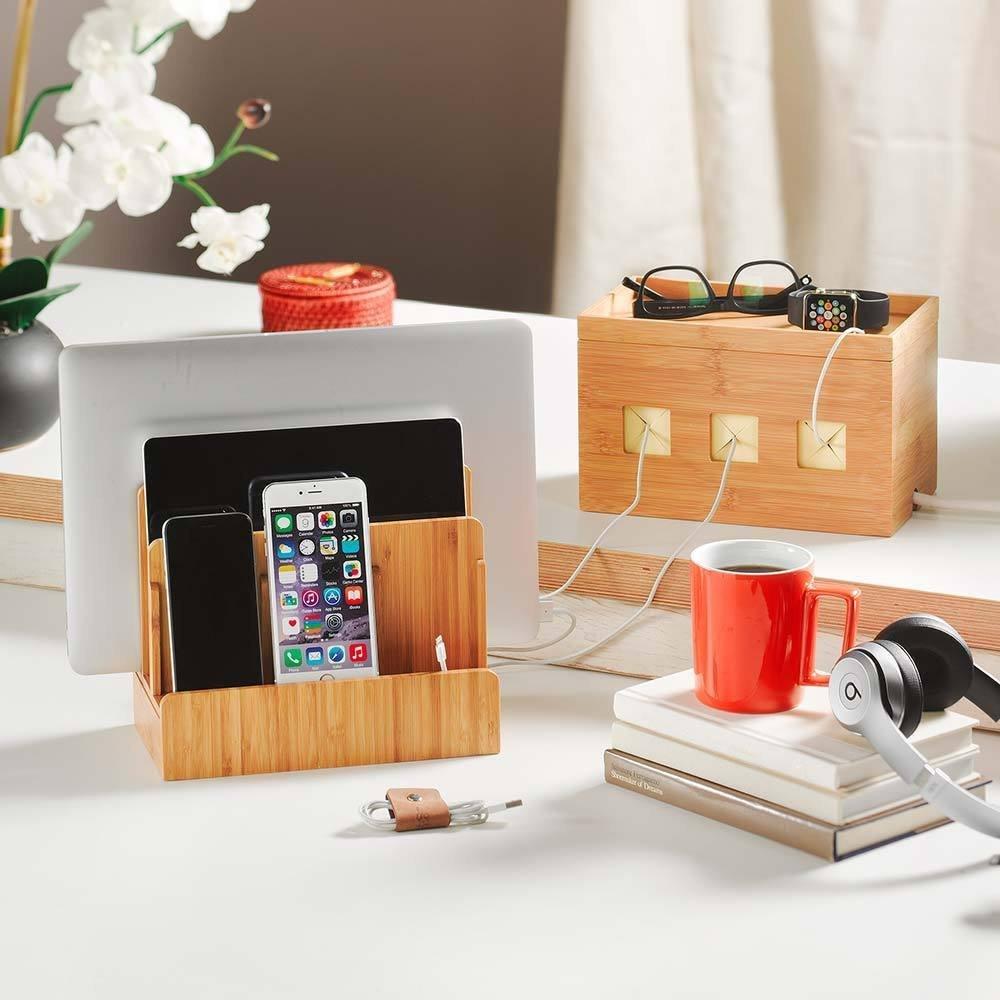 Great Useful Stuff Great Useful Stuff G.U.S. Multi-Device Charging Station Dock & Organizer - Multiple Finishes Available. for Laptops, Tablets, and Phones - Strong Build, Eco-Friendly Bamboo