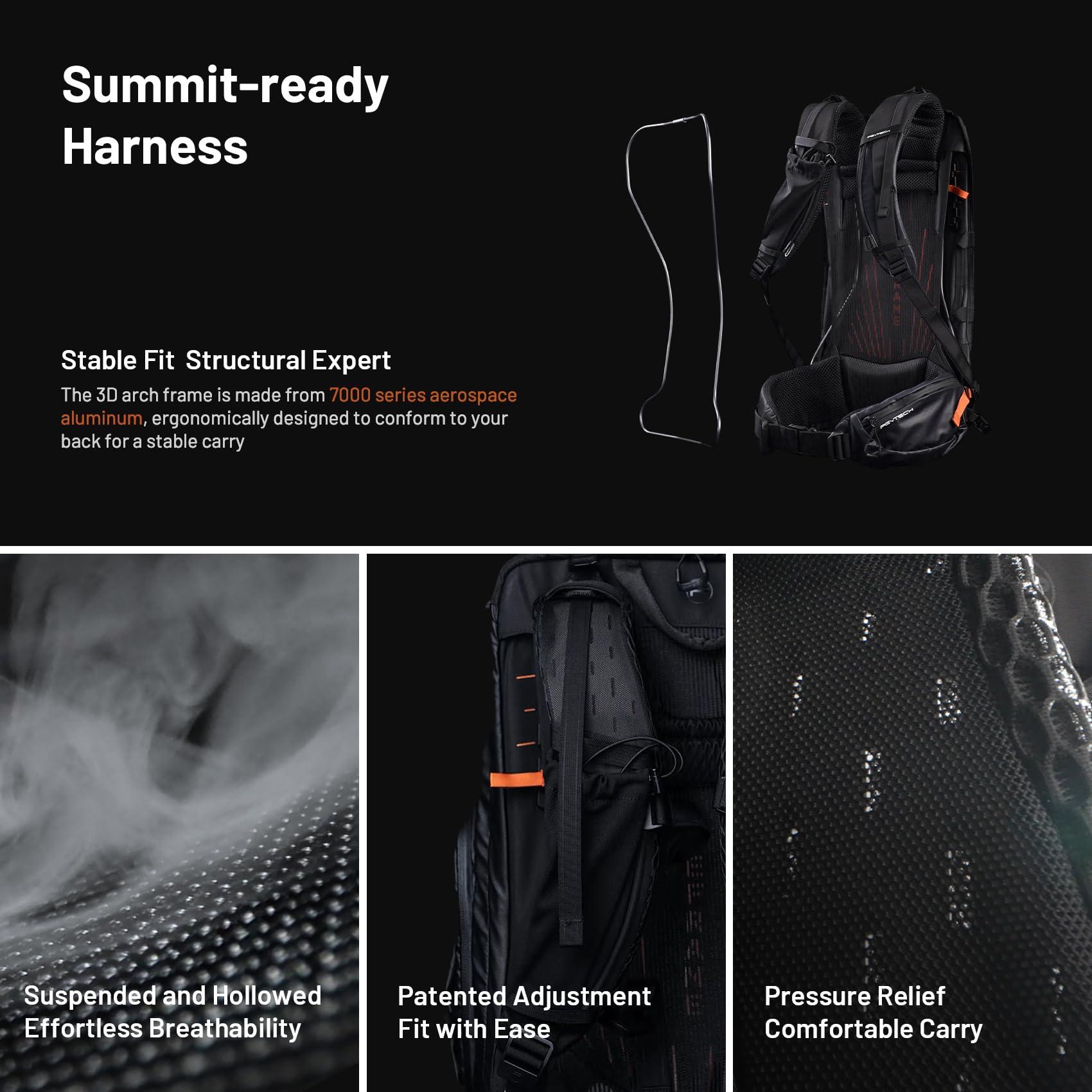 PGYTECH PGYTECH OnePro Flex Backpack 50L+Camera Insert Bag M, Fits DSLR/SLR/Mirrorless Cameras/Lenses and Other Gear, Lightweight Outdoor Hiking Bundle for Photography, Travel Bag with Laptop Compartment