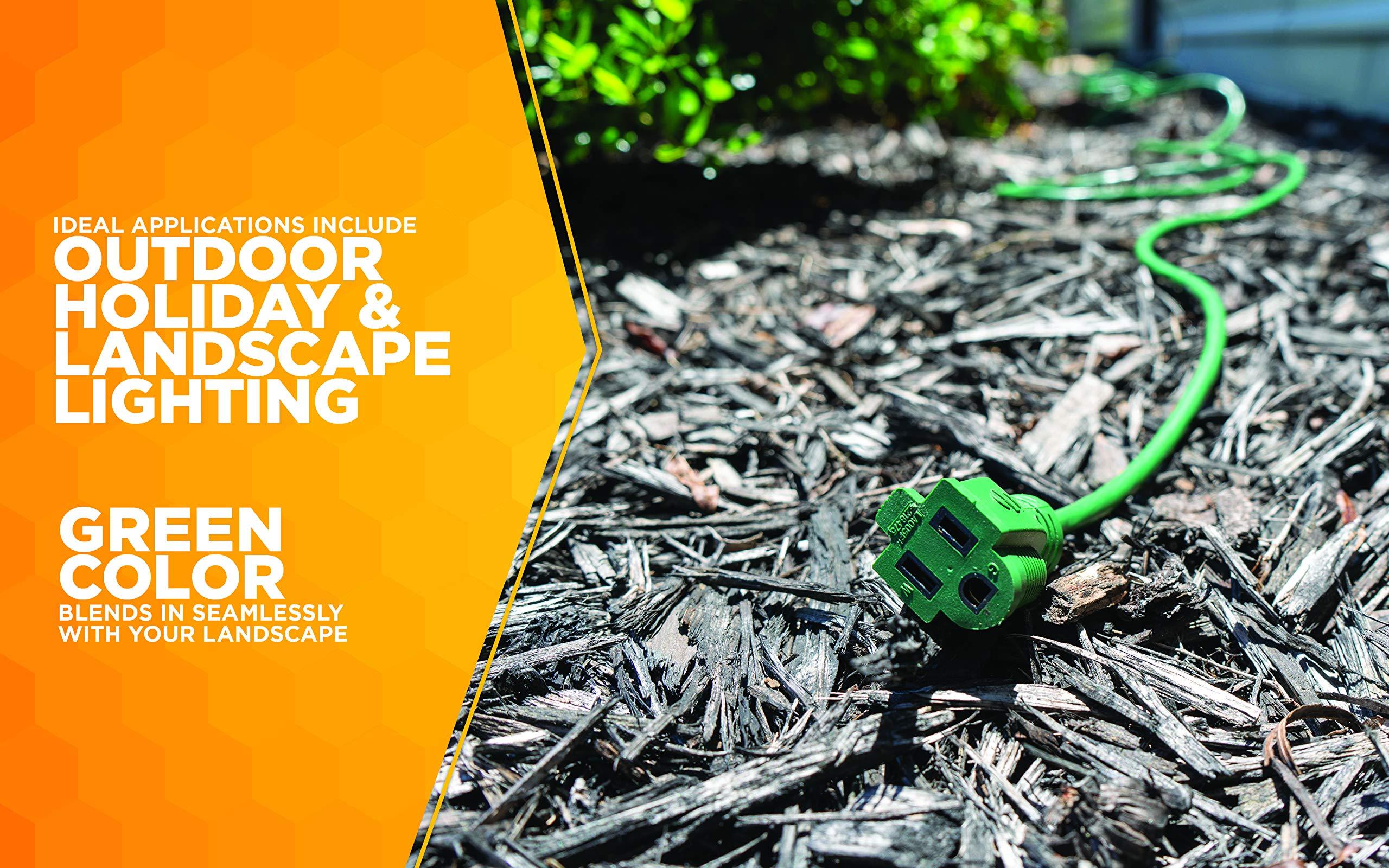 Coleman Cable Woods Light Duty Outdoor Extension Cord, 40ft, 16 Gauge, 3 Conductor, Landscape Extension Cord, SJTW, Green, 23568805