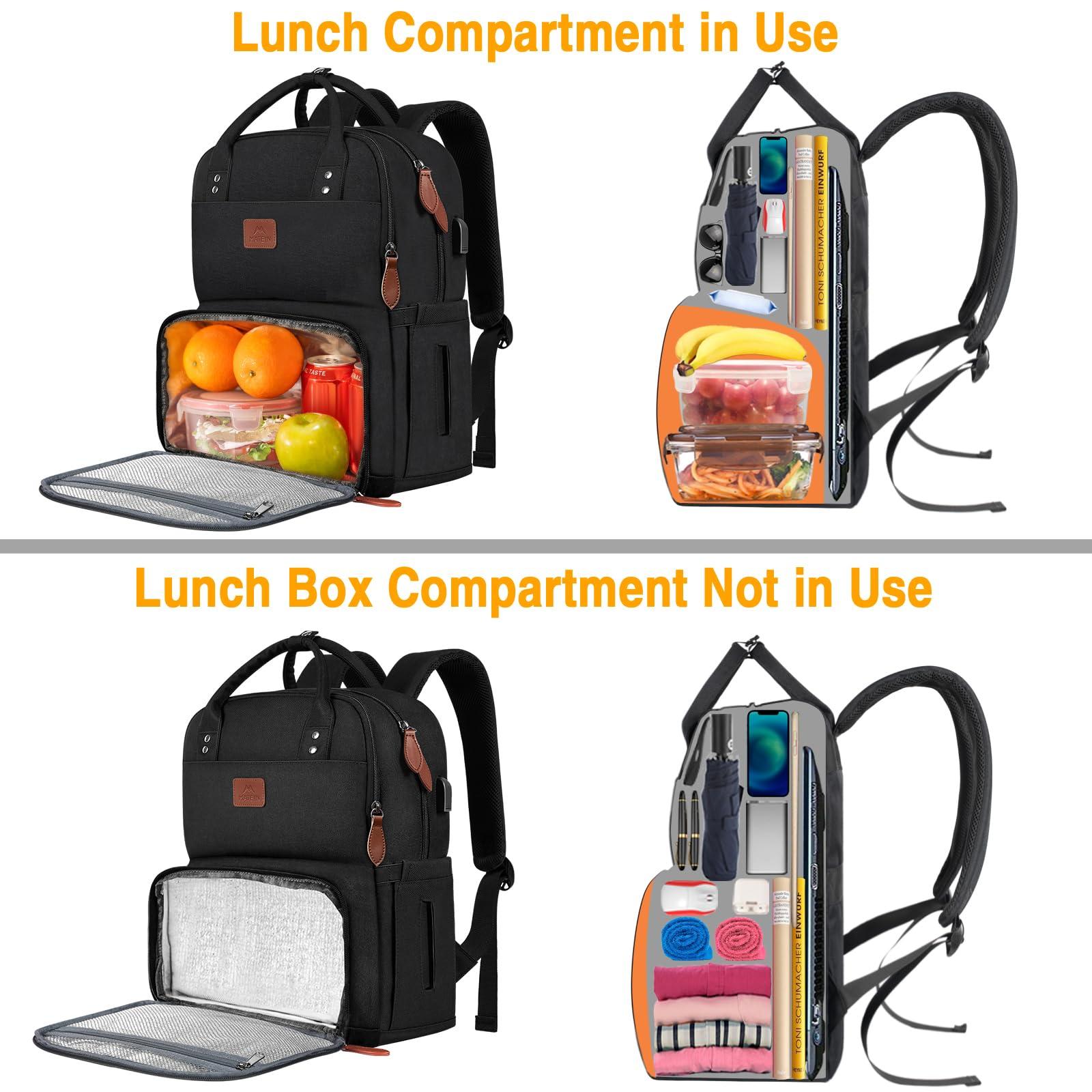 MATEIN MATEIN 17 Inches Lunch Backpack, Extra Large Lunch Box with Insulated Cooler Compartment, Water Resistant Laptop Backpack with USB Charging Port for College Work Picnic Beaches