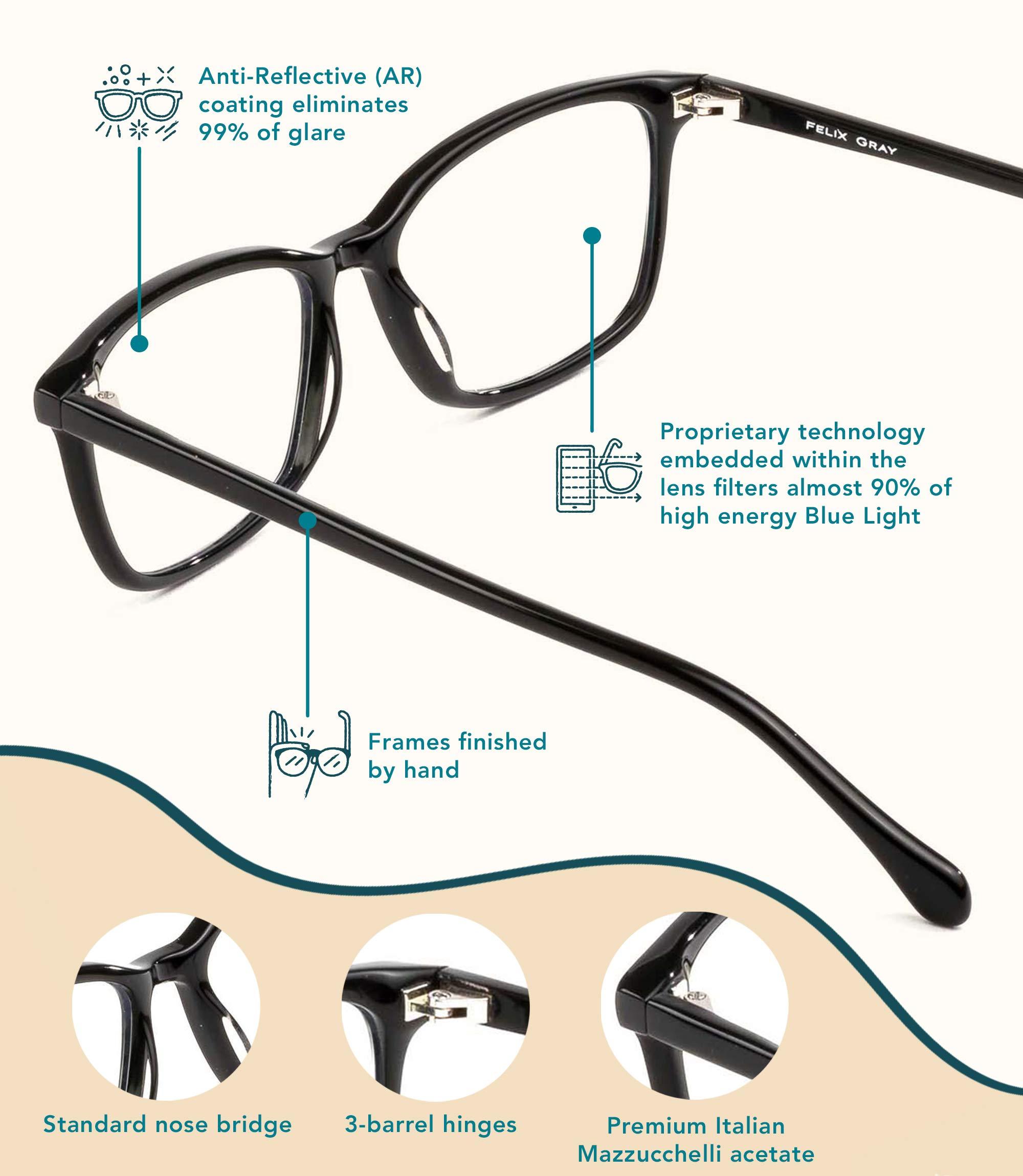 Felix Gray Felix Gray Faraday Blue Light Glasses Black, Blue Light Blocking Glasses, Gaming Glasses, Computer Glasses