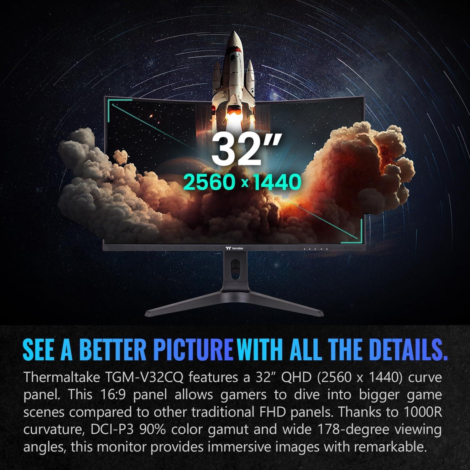 Thermaltake Thermaltake Glacier 360 Gamimg Desktop (Ryzen 5 5600X, RTX 3060, 16GB 3600Mhz RGB DDR4) S3WT-B550-G36-LCS + TGM-V32CQ Gaming Monitor (32in CurveQHD 2K 1440P, 170 Hz Refresh Rate) GM-GCE-32CEQB-US